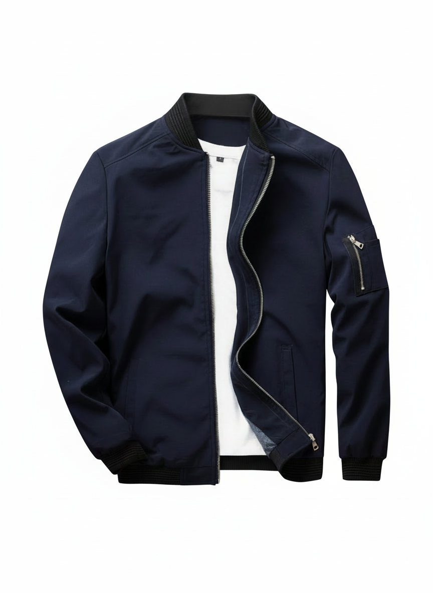 Casual Herenjas met Ritssluiting en Staande Kraag | Zach