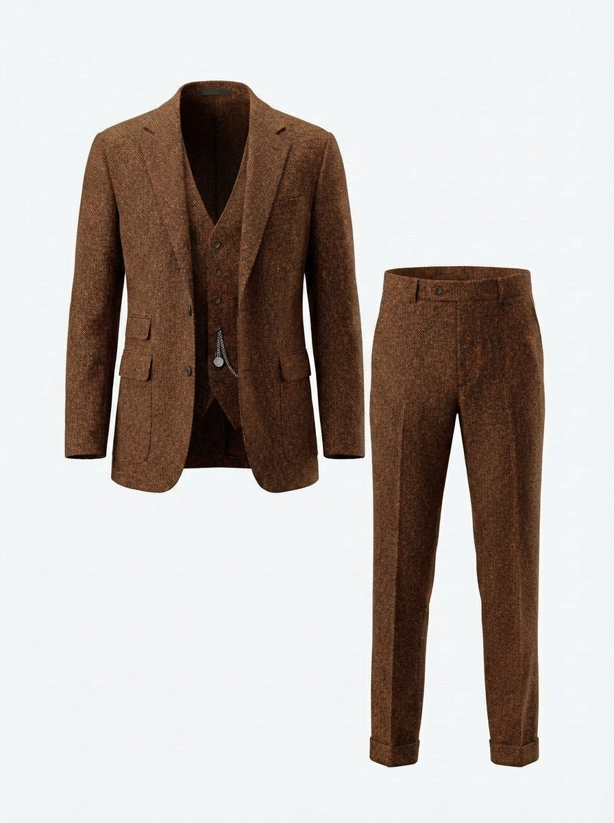 Clever | Driedelig Tweed Smokingpak
