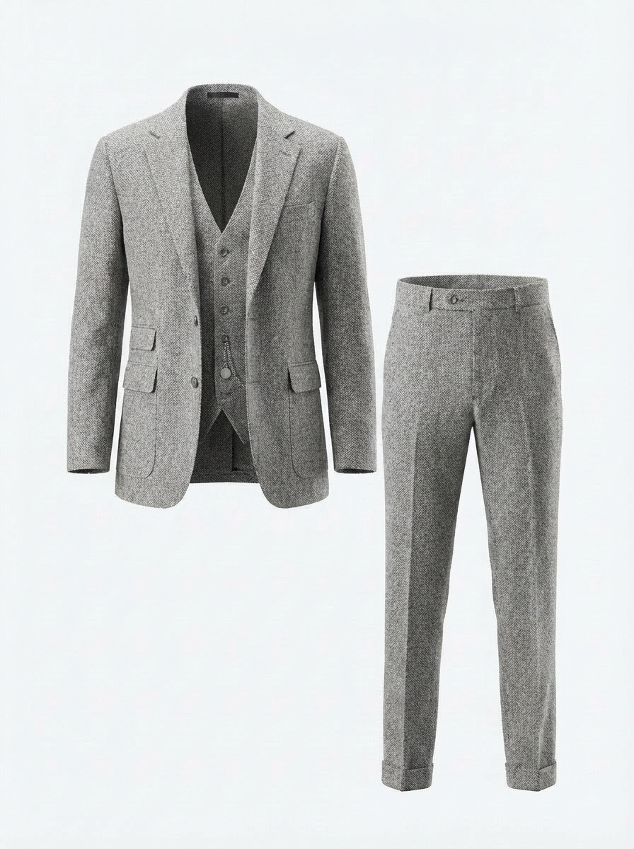 Clever | Driedelig Tweed Smokingpak