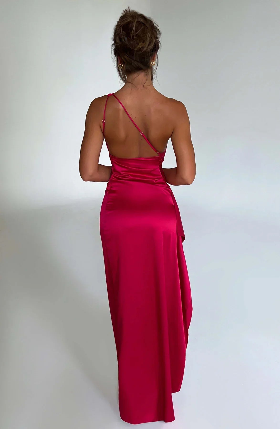 Eva | Dames Satijnen Maxi Jurk One Shoulder Split 2