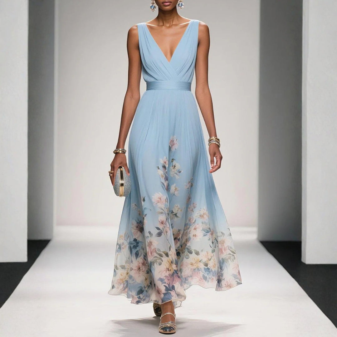 Floraine | Dames Maxi Jurk V-Hals Bloemenprint Zomer