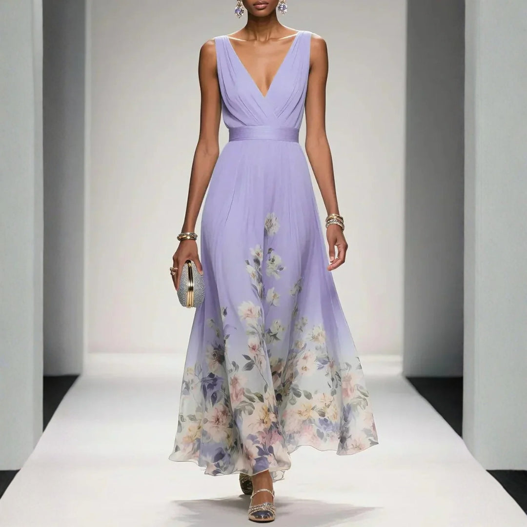 Floraine | Dames Maxi Jurk V-Hals Bloemenprint Zomer