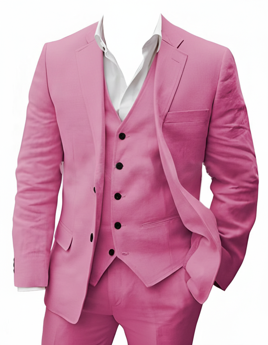 Sutton | Heren Roze Bruiloft Driedelig Pak