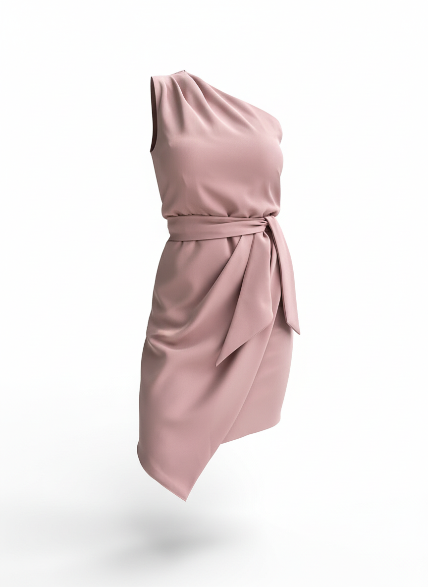 Helena | Dames Mini Jurk One Shoulder Satijn Riem Asymmetrisch 2