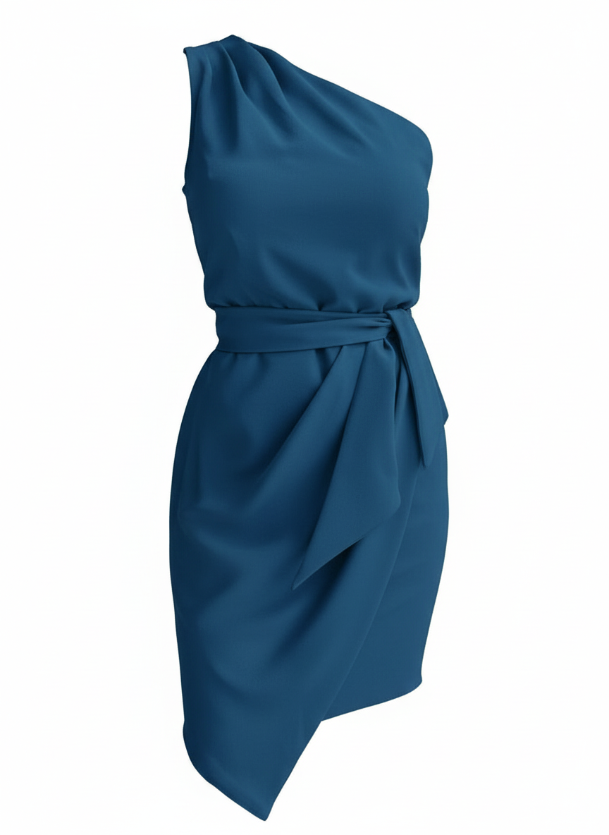 Helena | Dames Mini Jurk One Shoulder Satijn Riem Asymmetrisch 4