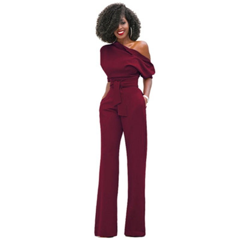 Jana | Dames Jumpsuit Wijde Pijp One Shoulder Riem 11