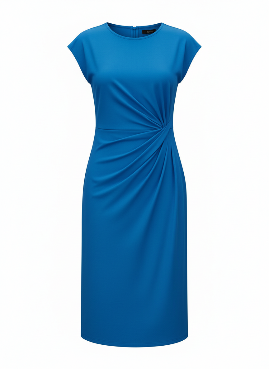 Karen | Dames Bodycon Midi Jurk Gerimpelde Taille Ronde Hals 4
