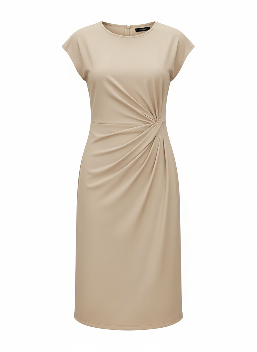 Karen | Dames Bodycon Midi Jurk Gerimpelde Taille Ronde Hals 8