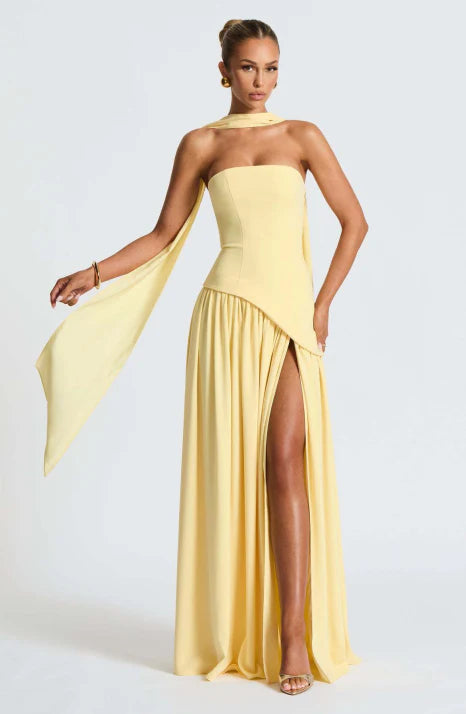 Mariska | Dames Maxi Jurk Strapless Korset Lijfje Sjaal