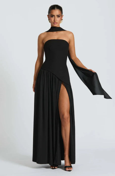 Mariska | Dames Maxi Jurk Strapless Korset Lijfje Sjaal