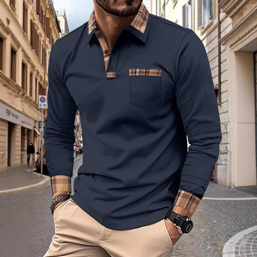 Pola | Heren Poloshirt Lange Mouwen Ruitaccenten 2