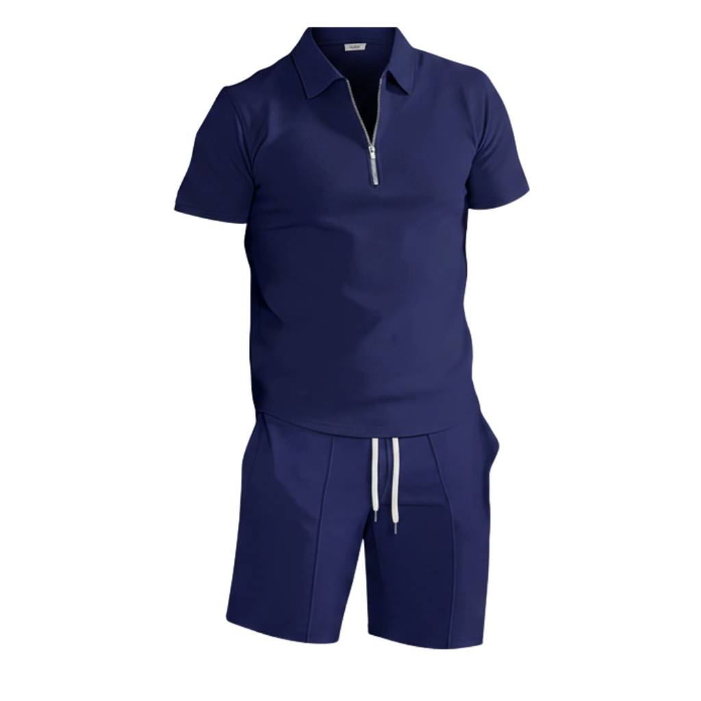 Boren | Heren Polo En Short Set Met Ritskraag