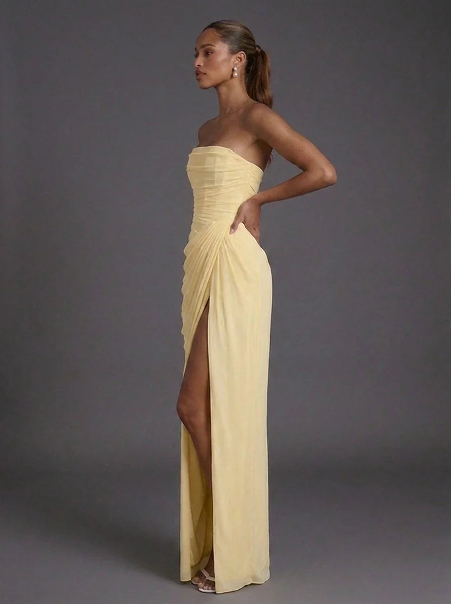 Aline | Dames Strapless Corset Maxi Jurk met Split