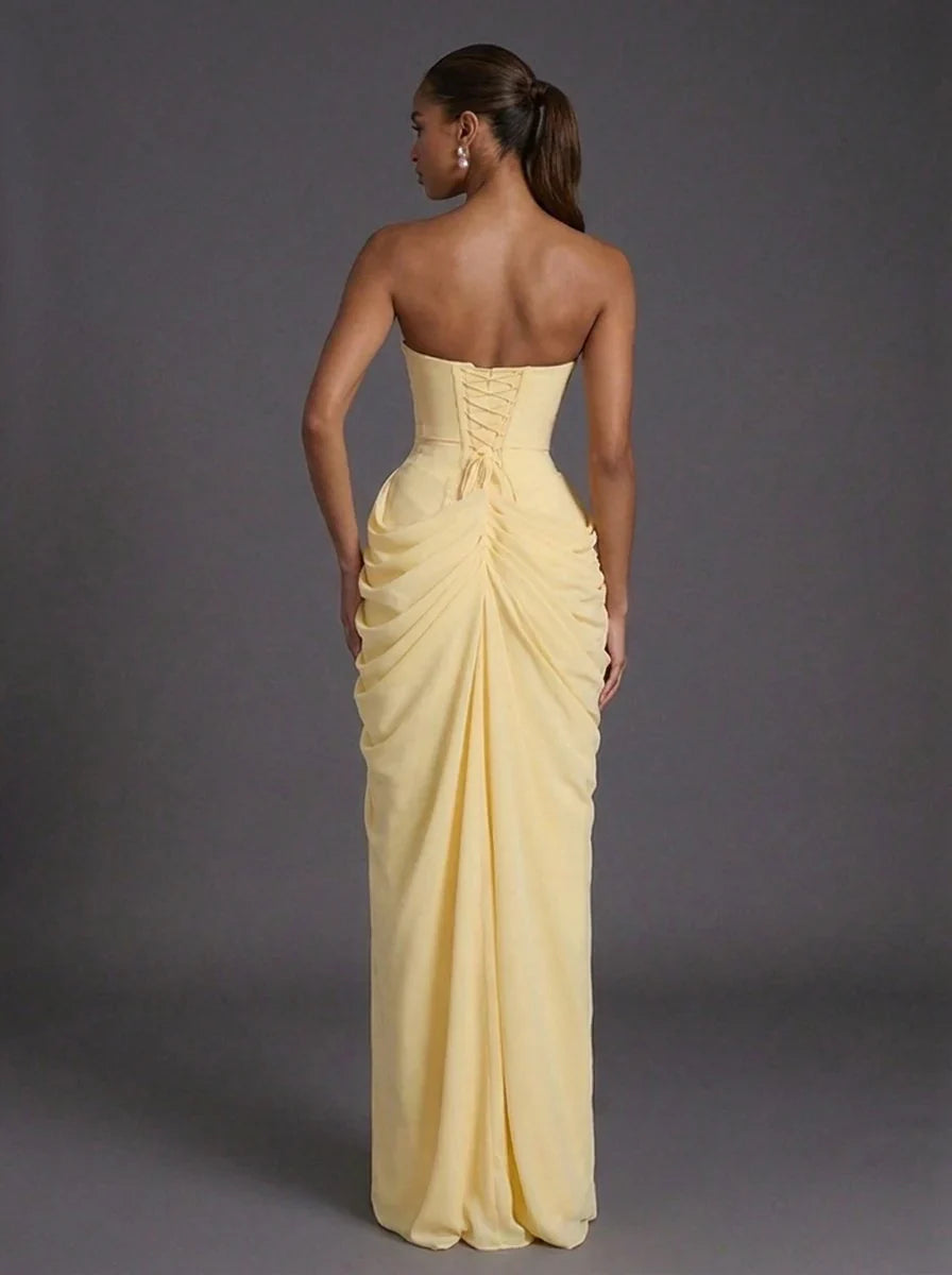 Aline | Dames Strapless Corset Maxi Jurk met Split