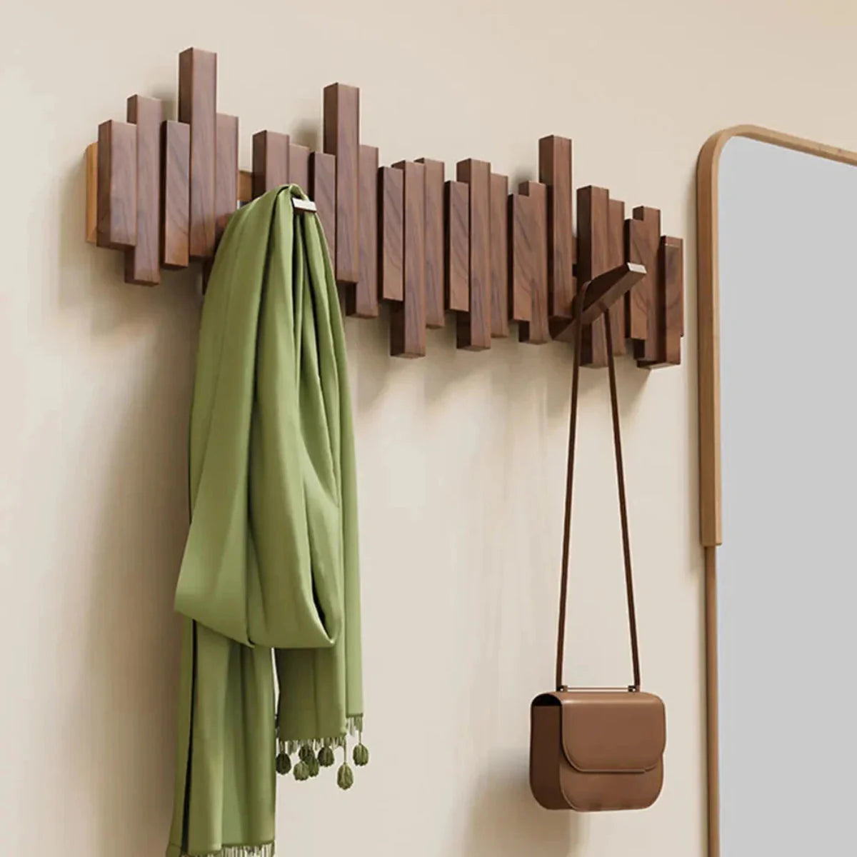 Overzicht van verschillende maten en configuraties van de houten kapstok