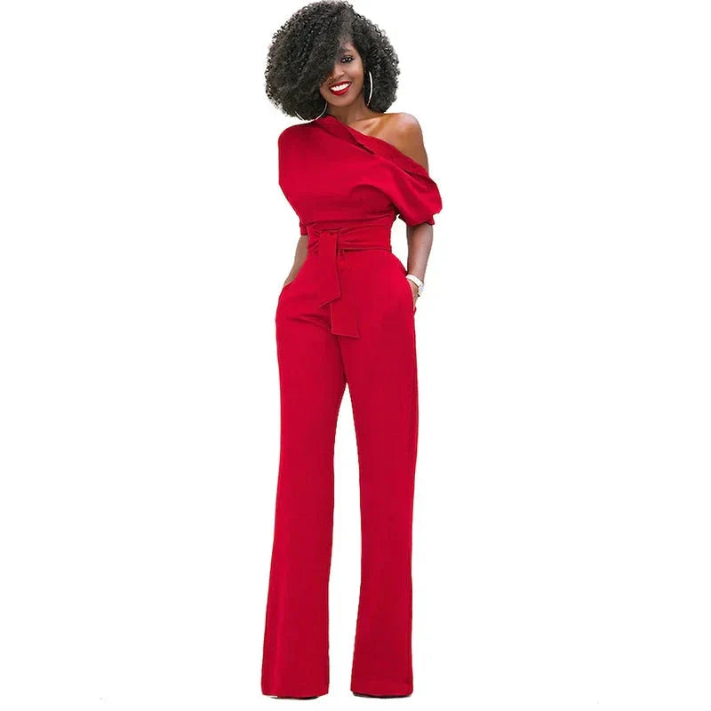 Anouk | Jumpsuit met Open Schouder en Strikband