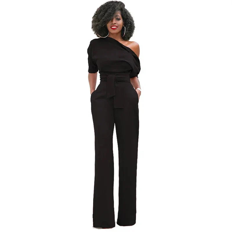 Anouk | Jumpsuit met Open Schouder en Strikband