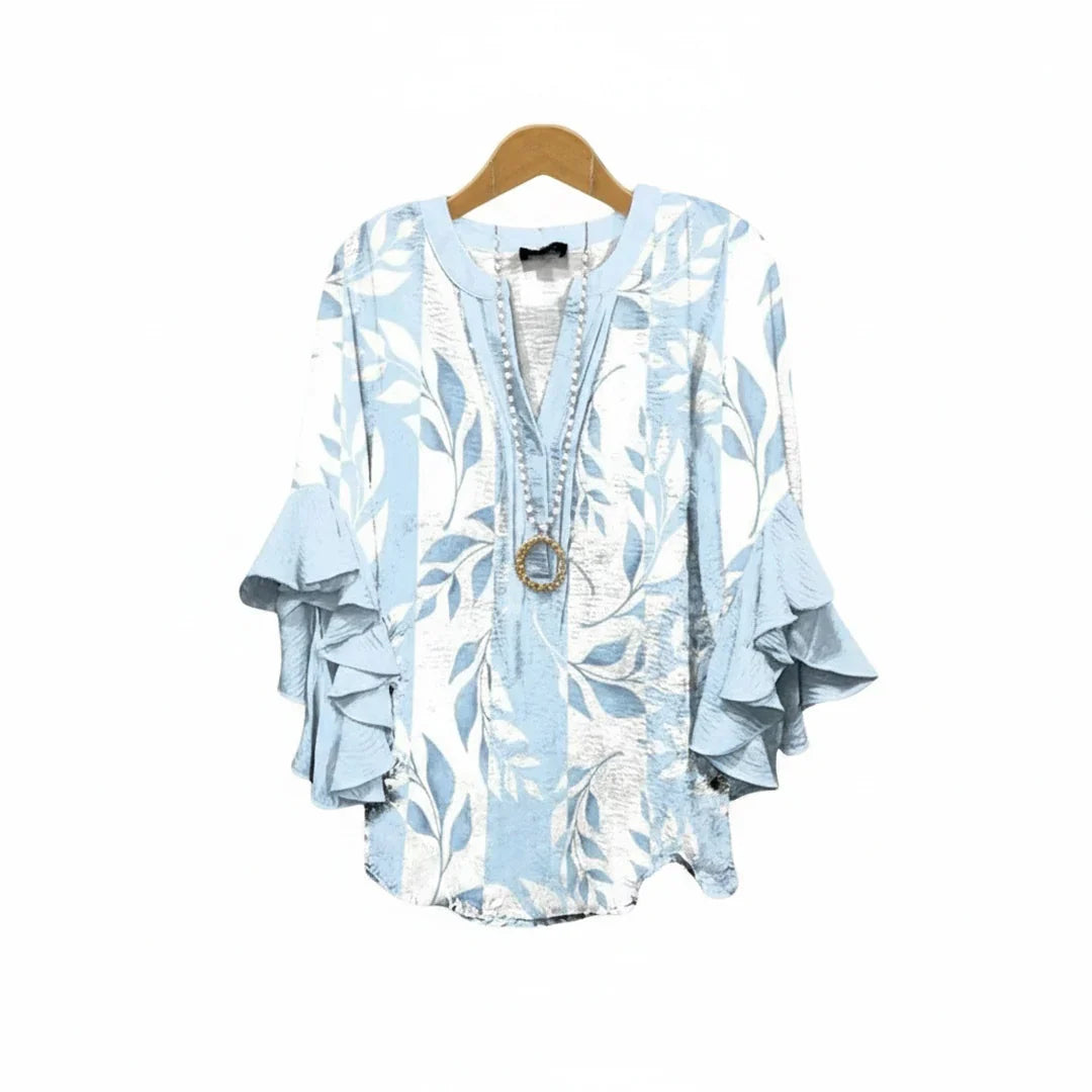 Bo | Blouse V-hals Rüschenmouwen Bloemenprint
