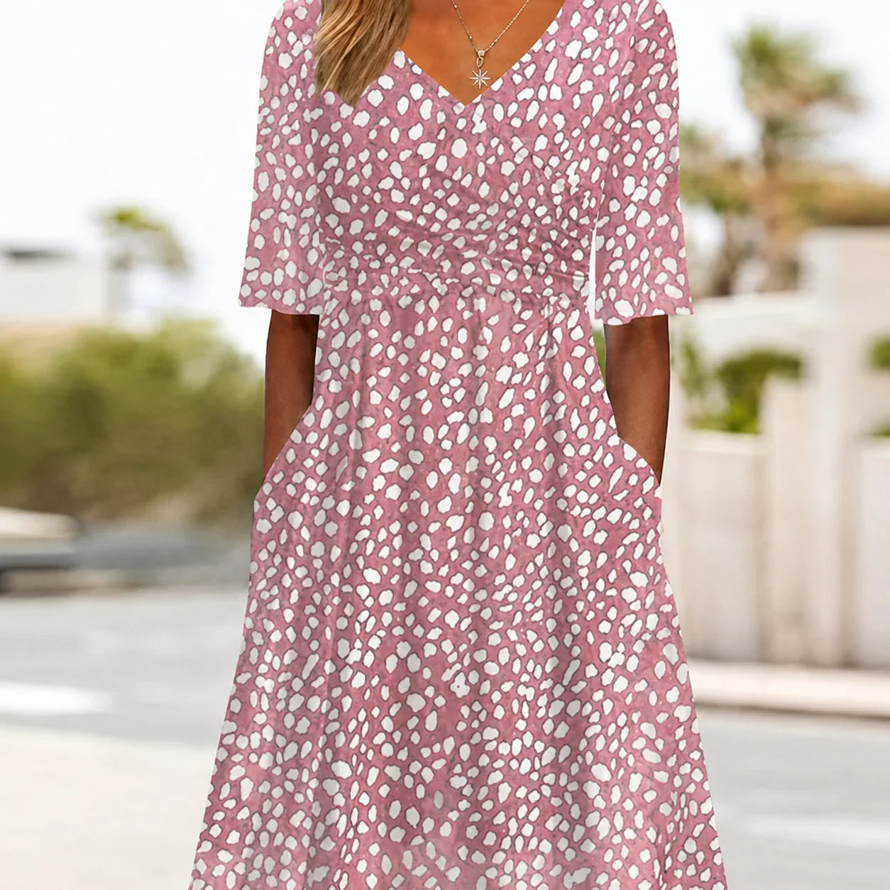 Bo | Midi Jurk Met Stippenprint