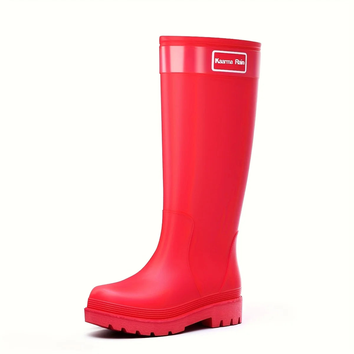 Volledige collectie waterdichte kniehoge regenlaarzen voor dames getoond in outdoor setting
