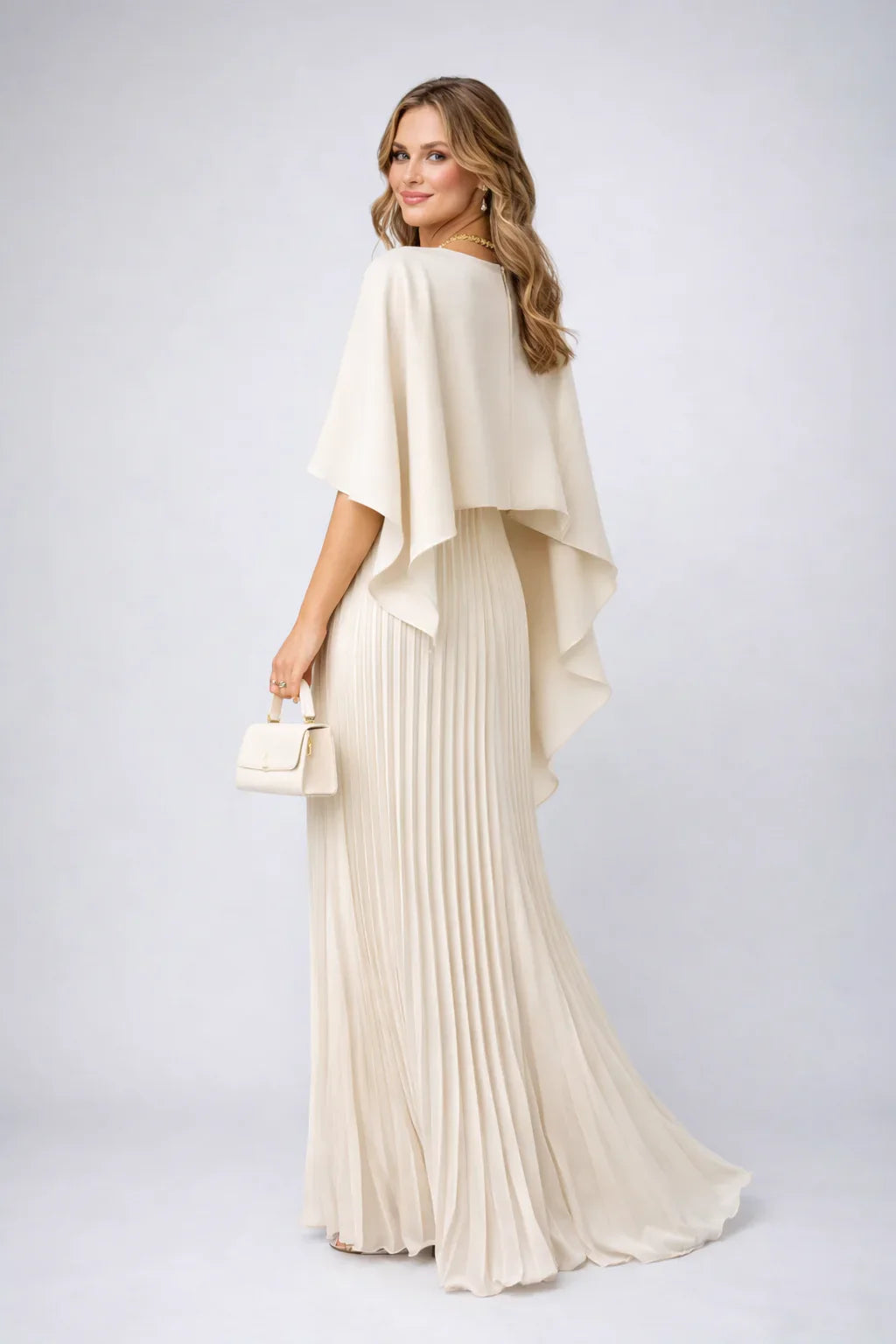 Charlotte | Plissé Maxi Jurk Hoge Hals