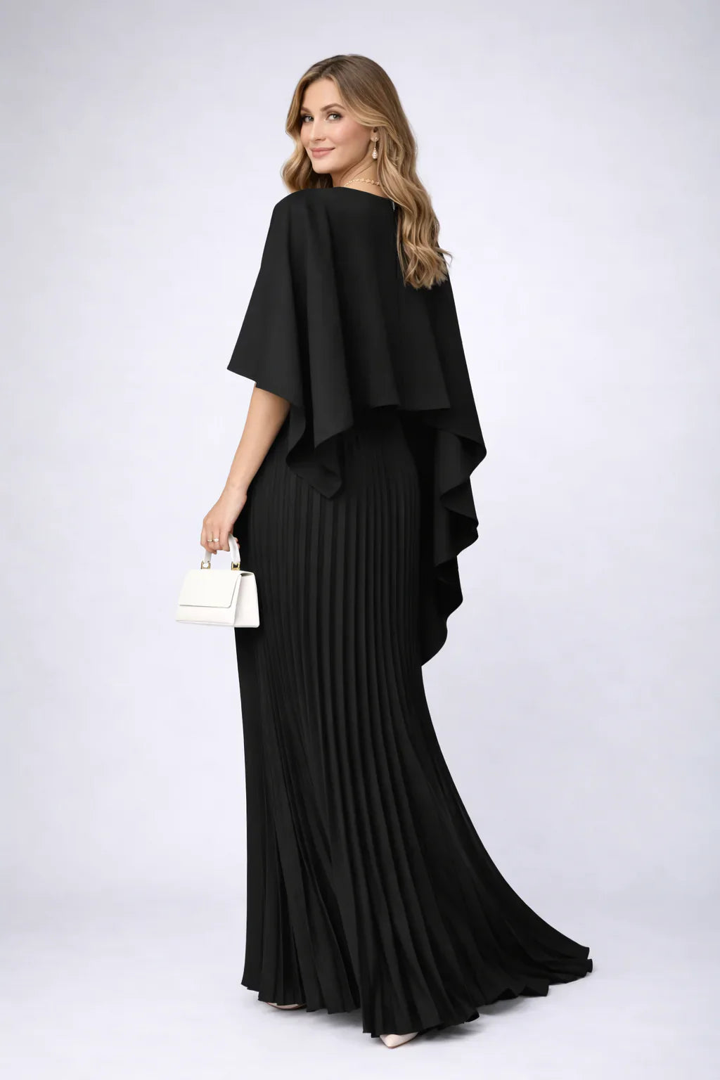 Charlotte | Plissé Maxi Jurk Hoge Hals