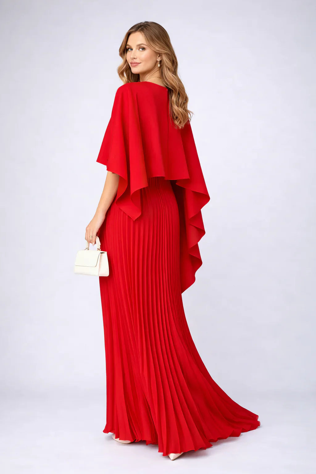 Charlotte | Plissé Maxi Jurk Hoge Hals