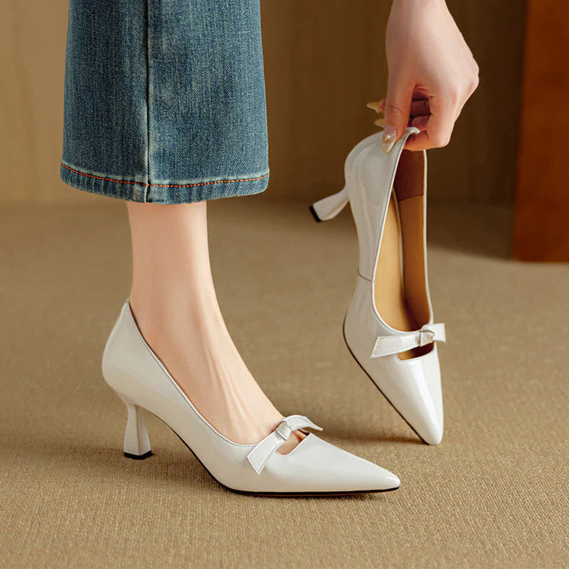 Daphne | Dames Pumps met Strik Wit