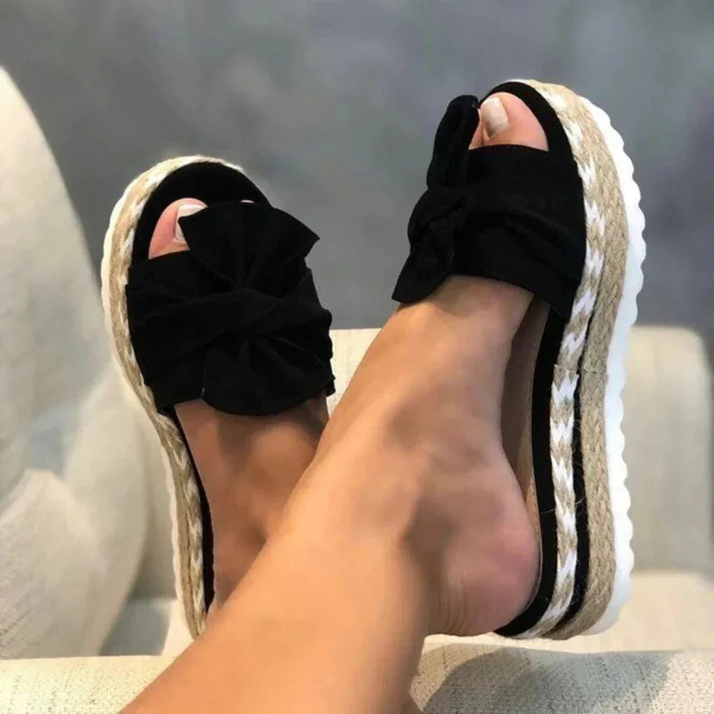 Daphne | Dames Sandalen met Strik Zwart