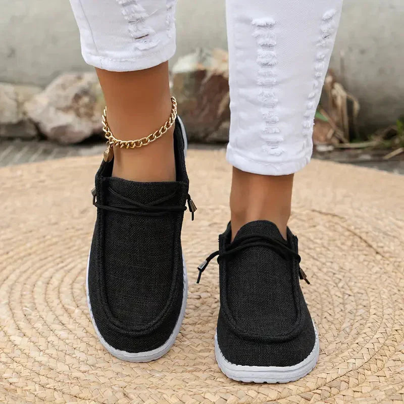 Esmee | Dames Loafers met Vetersluiting Zwart