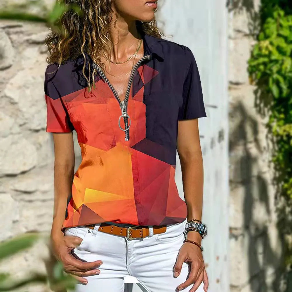 Esmee | Dames T-Shirt Met Rits En Print Ontwerp 5