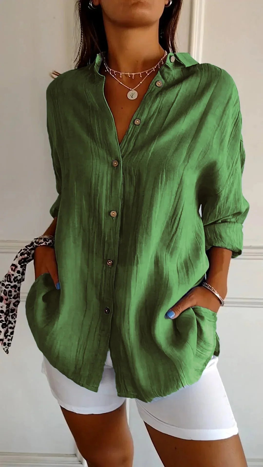 Eva | Dames Oversized Blouse Lange Mouwen Groen