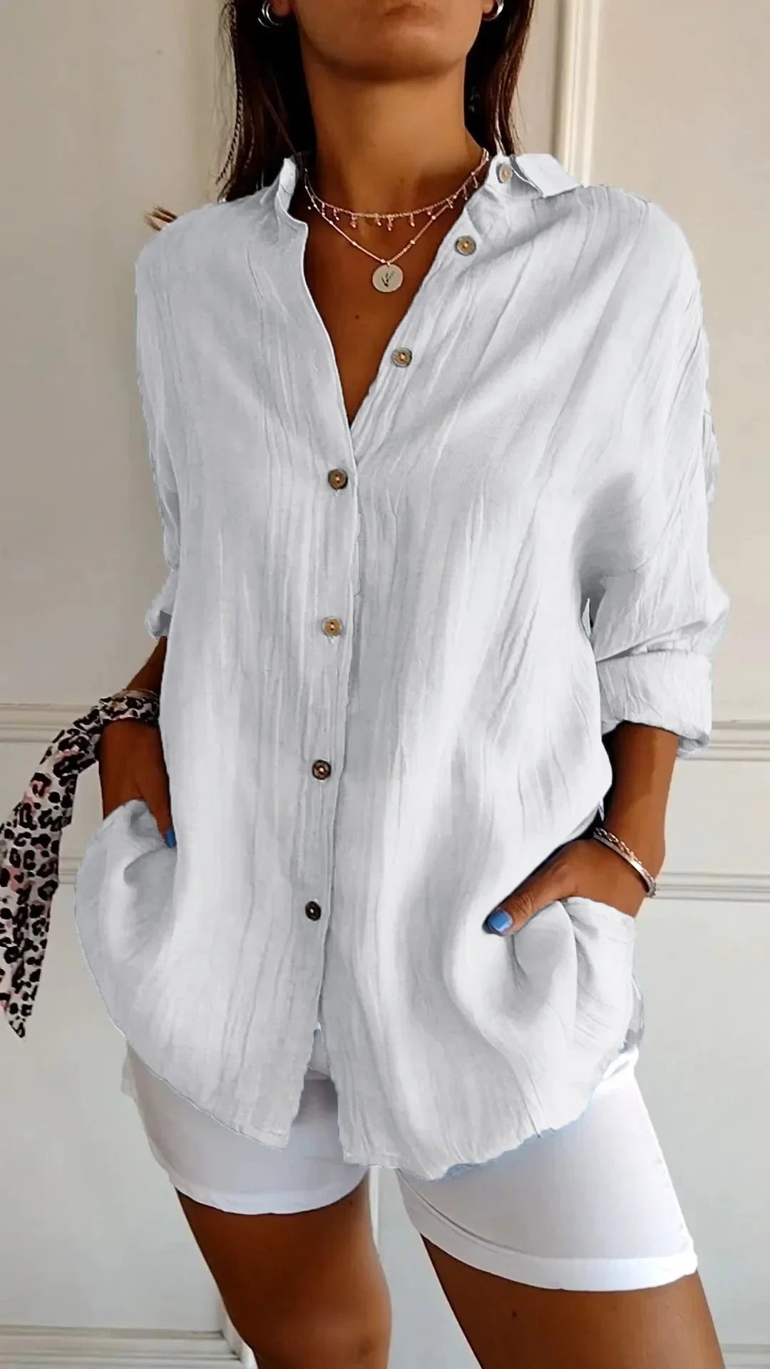 Eva | Dames Oversized Blouse Lange Mouwen Wit