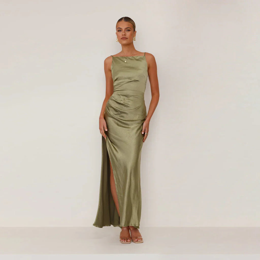Eva | Maxi Jurk Spaghettibandjes Groen