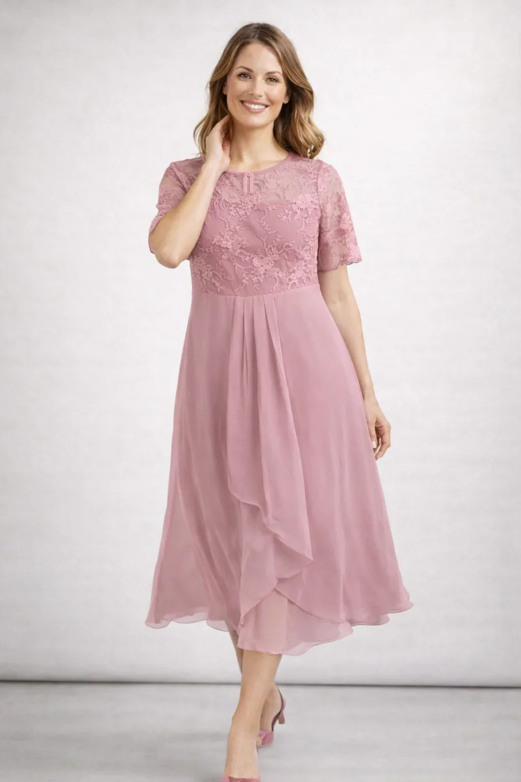 Eva | Midi Jurk met Kanten Top