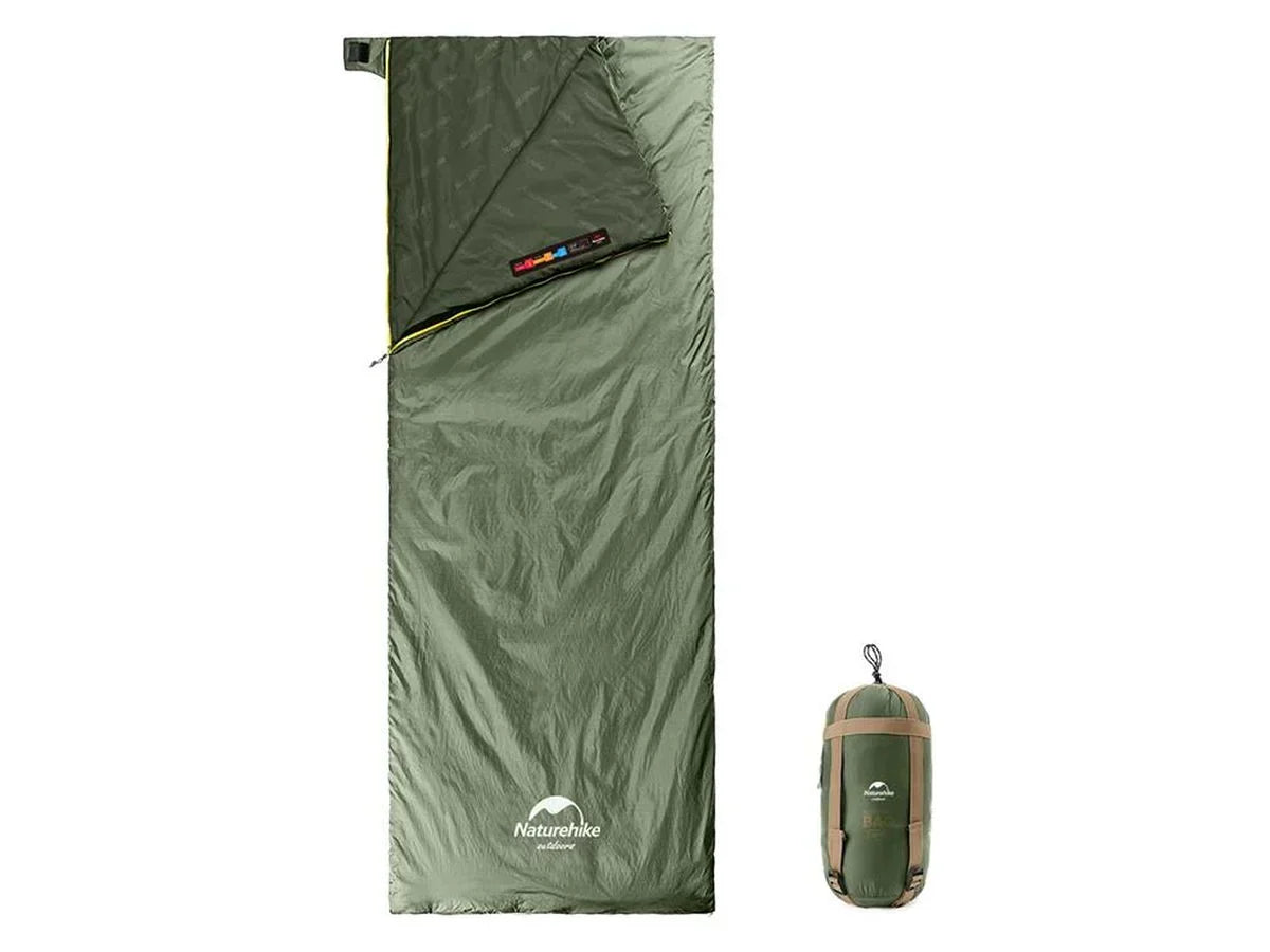 Compacte slaapzak outdoor camping volledig uitgepakt, ademend materiaal voor goede luchtcirculatie tijdens gebruik