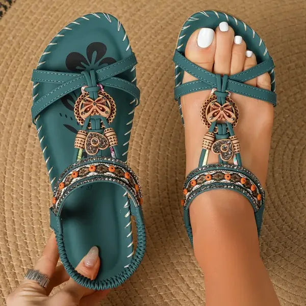 Casual sandalen met decoratieve kralenversiering en comfortabele pasvorm