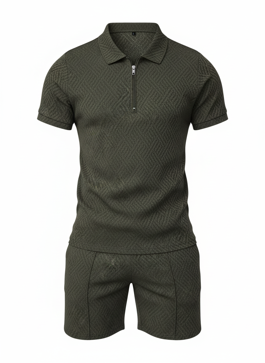 Paxon | Heren Polo En Short Set Met Ritskraag