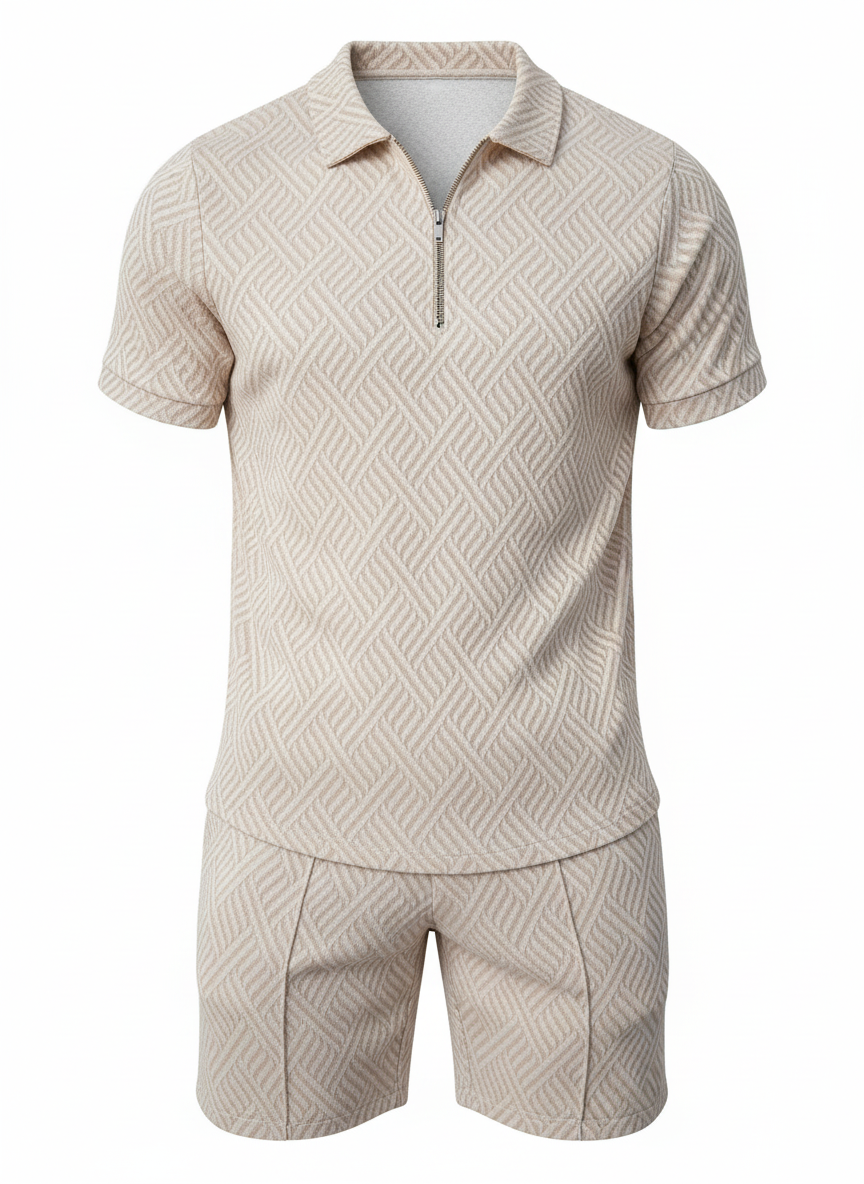 Paxon | Heren Polo En Short Set Met Ritskraag