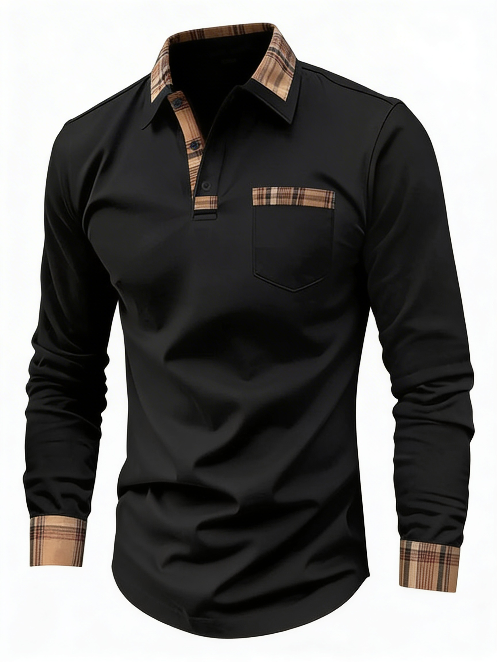 Paxon | Heren Zomer Poloshirt Lange Mouw Met Ruitdetail