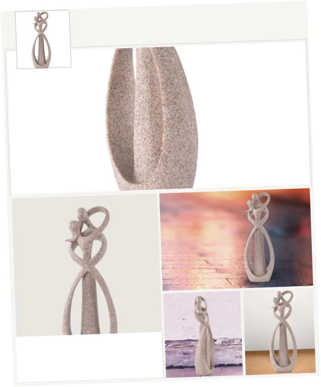 Zijaanzicht van decoratief sculptuur met matte textuur en zachte zandtint
