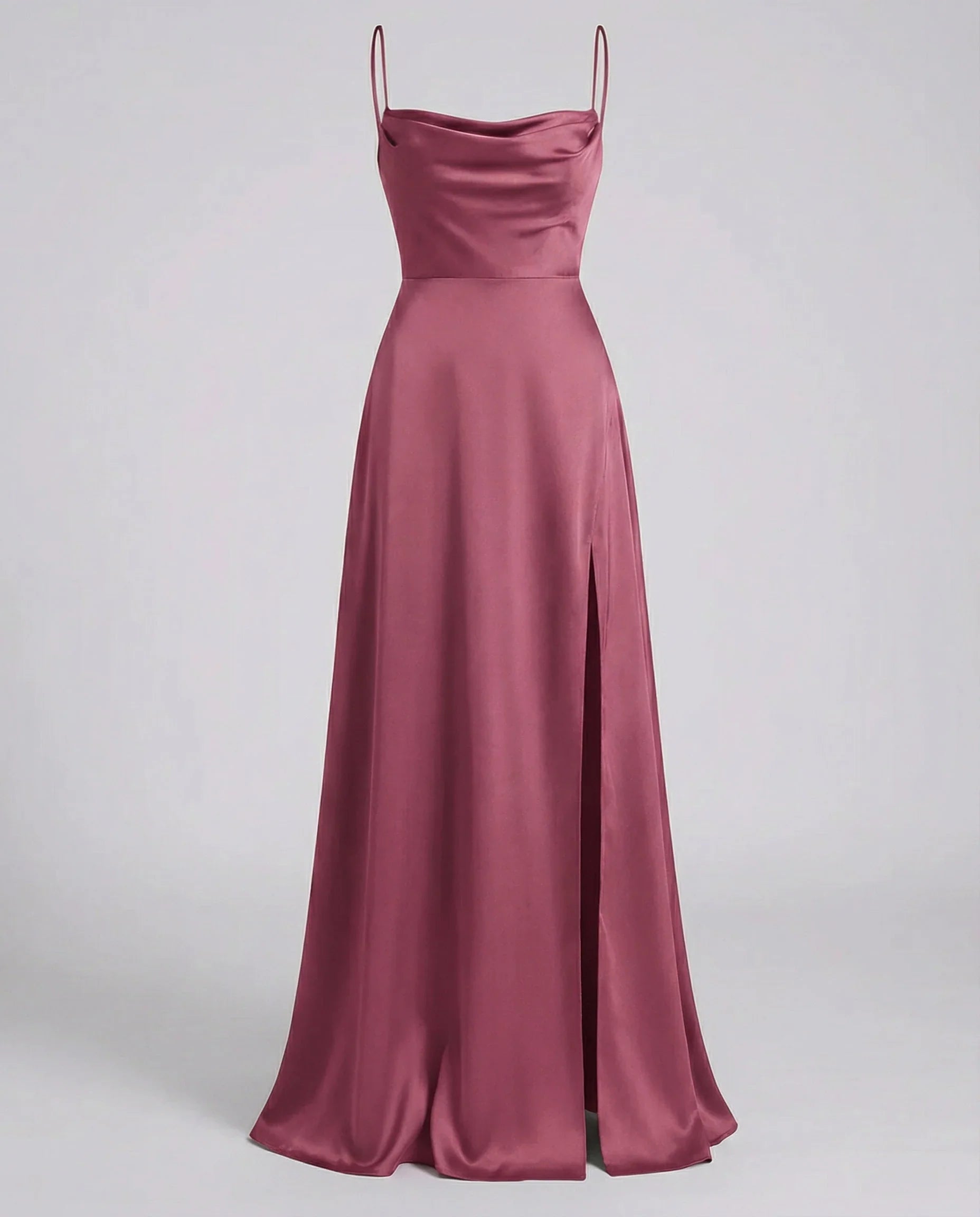 Imke | Maxi Jurk met Watervalhals en Zijsplit Roze