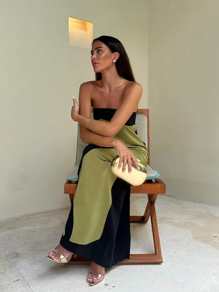 Imke | Strapless Maxi Jurk met Print
