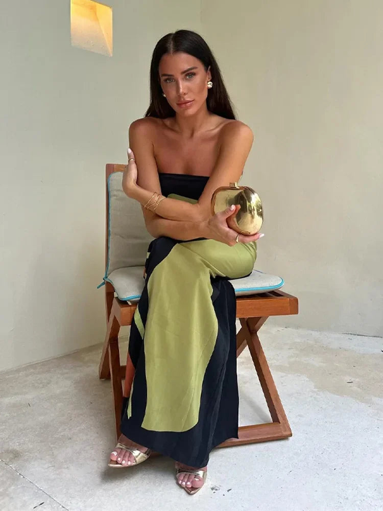 Imke | Strapless Maxi Jurk met Print