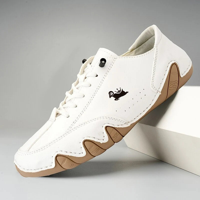 Heren barefoot sneakers in wit met flexibele rubberen zool en vetersluiting