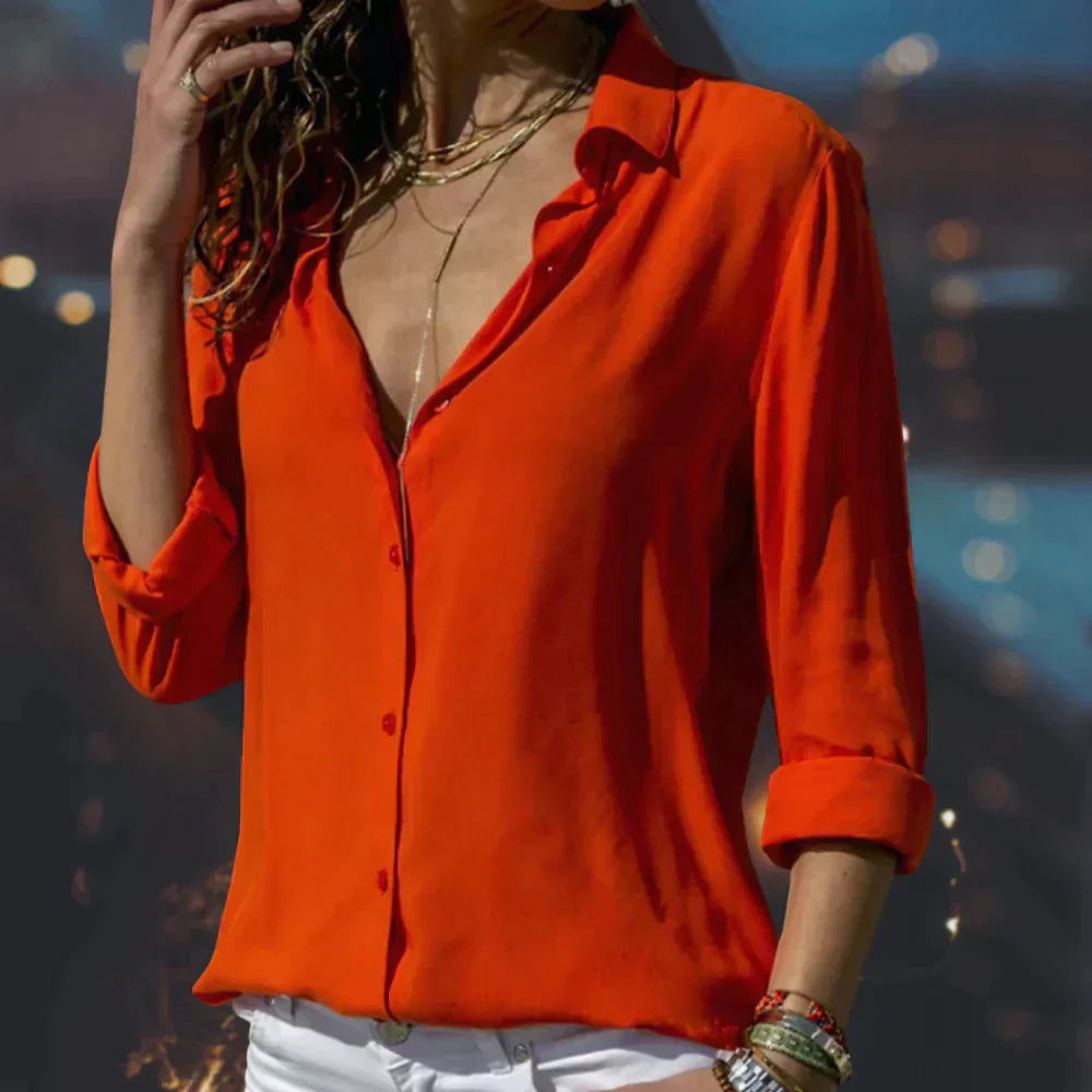 Jasmijn | Dames Satijnen Blouse Rood