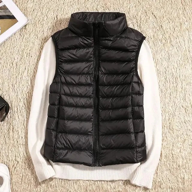 Bodywarmer Dames | Lichtgewicht Warmte & Winddichte Bescherming met opstaande kraag en ritssluiting in zwart