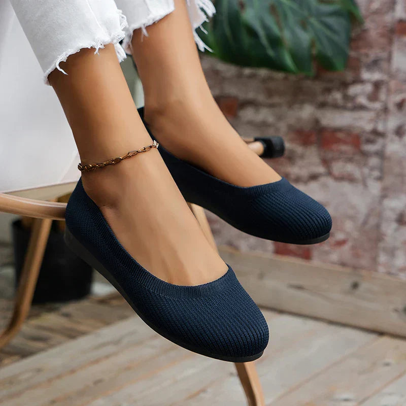 Lara | Dames Ballerina's Met Platte Zool Blauw
