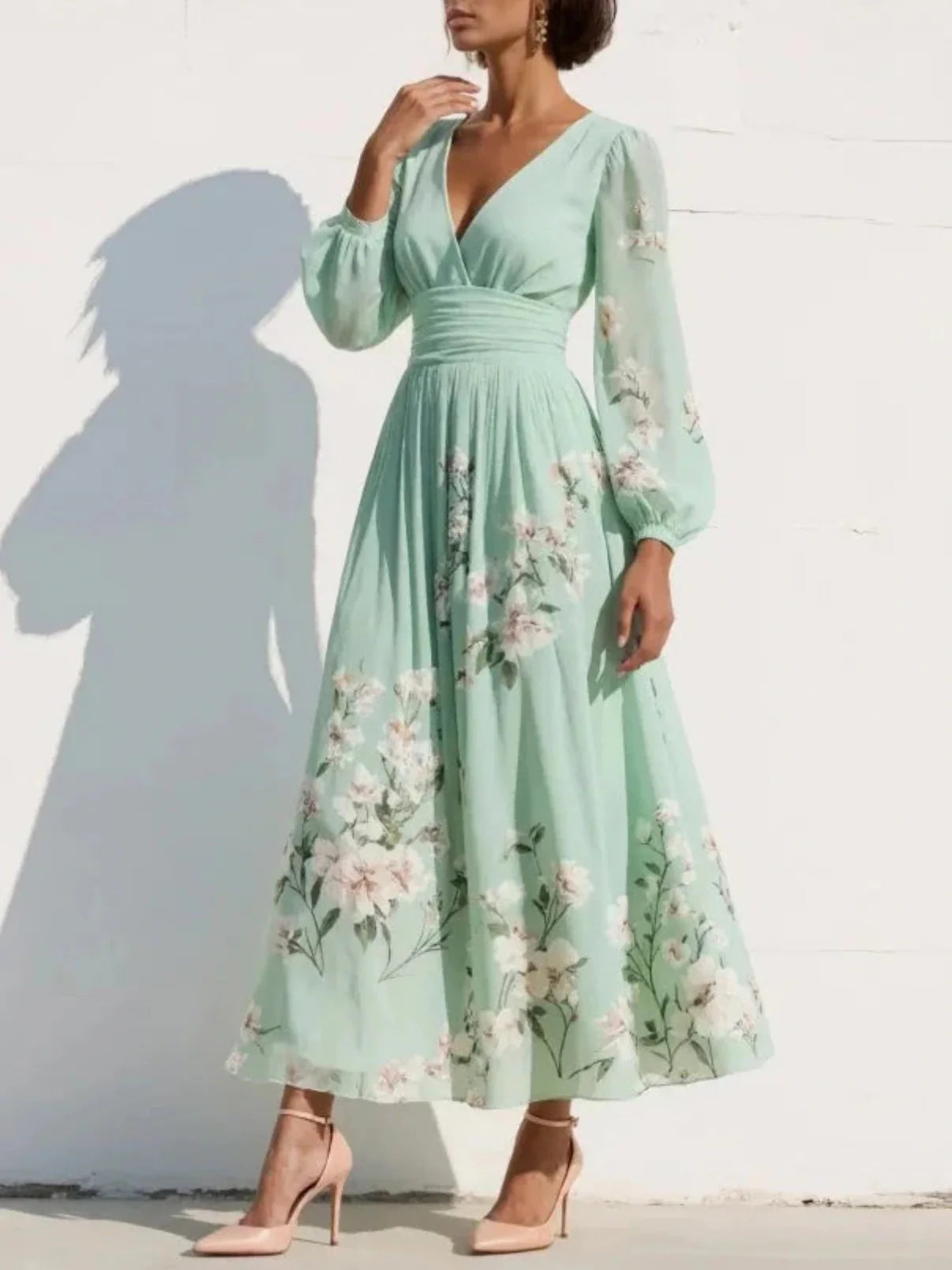Lara | Maxi Jurk Bloemenprint V-hals