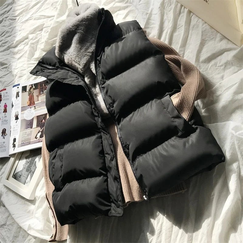 Dames gevoerde bodywarmer met gewatteerde constructie en horizontale naden voor lente en herfst